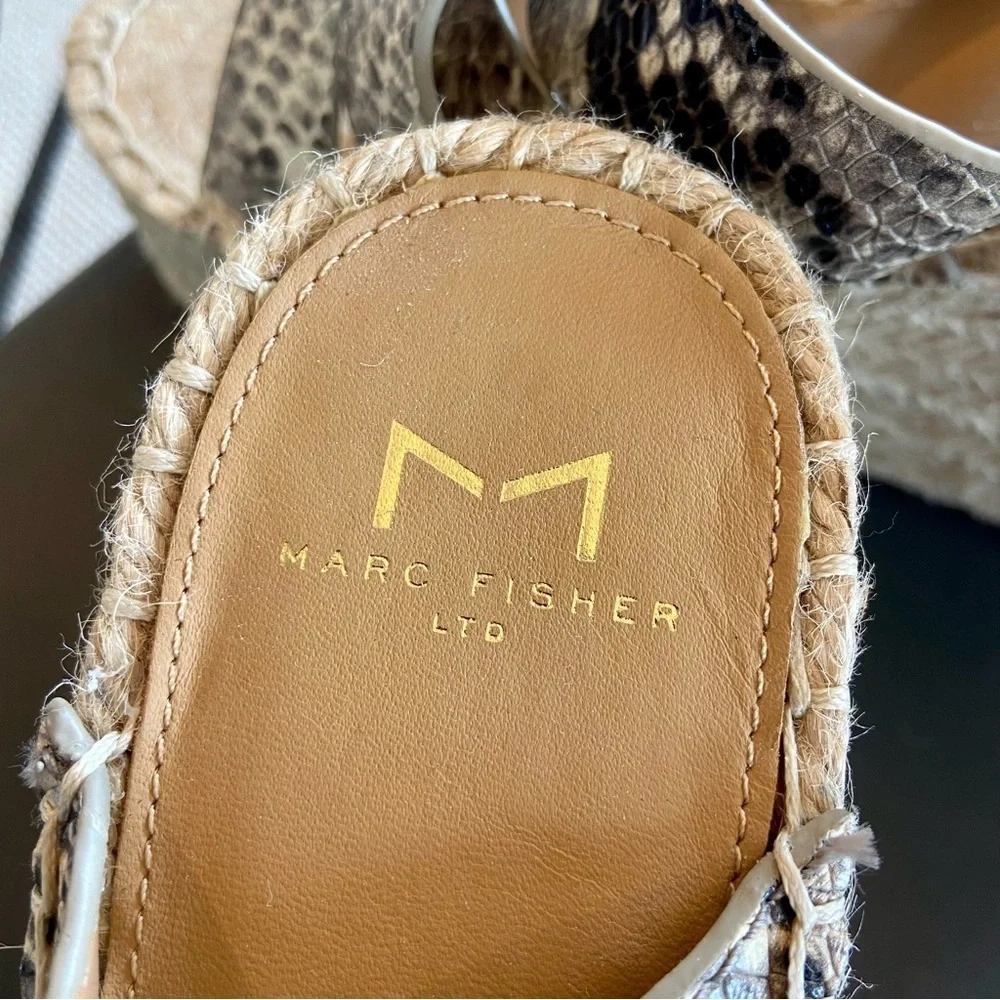 Marc Fisher Wedges Espadrille Snake Print Leather Platform Mlalenni